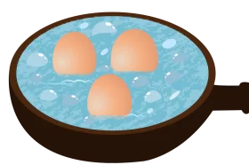 Fresh Eggs Gently Floating in Bubbling Blue Water Cooking Clipart Illustration