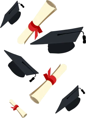 Graduation Celebration Clipart: Floating Caps and Diplomas in Academic Triumph
