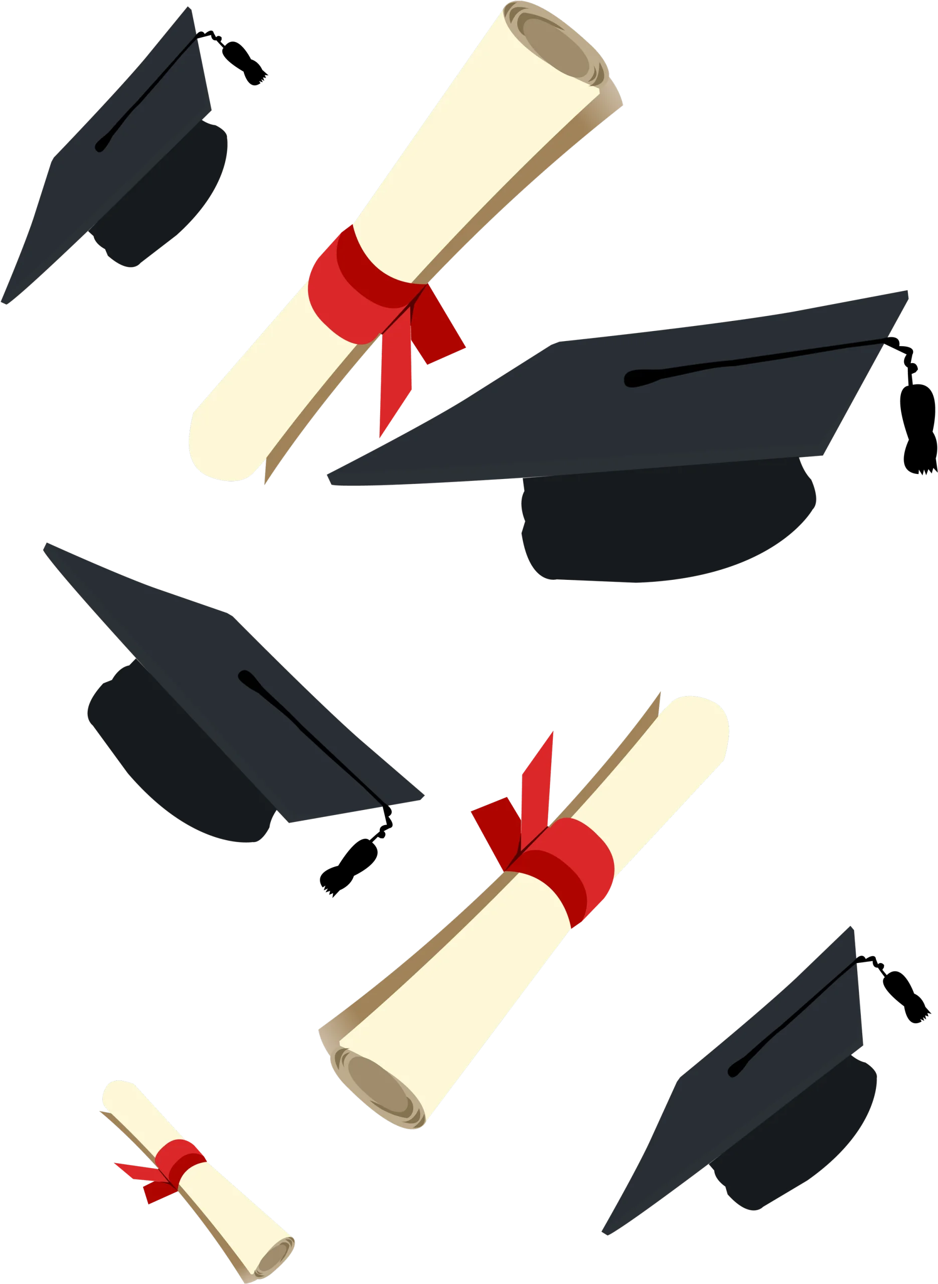 Graduation Celebration Clipart: Floating Caps and Diplomas in Academic Triumph