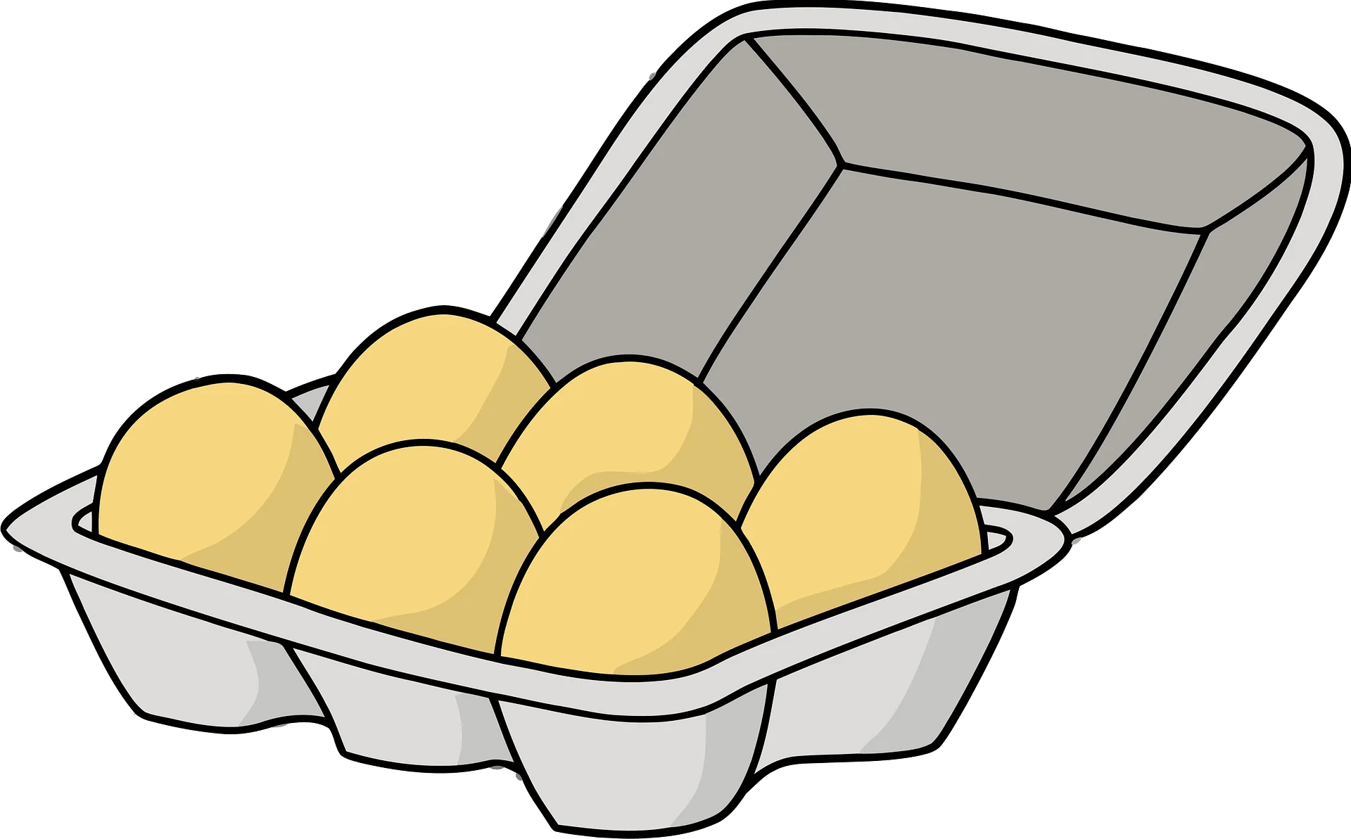 Minimalist Egg Carton Clipart: Soft Yellow Eggs Nestled in Cardboard Container