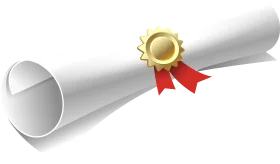 Professional Academic Achievement Diploma Clipart with Golden Seal and Ribbon