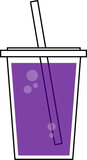 Purple Refreshing Beverage Clipart with Straw in Stylized Graphic Design