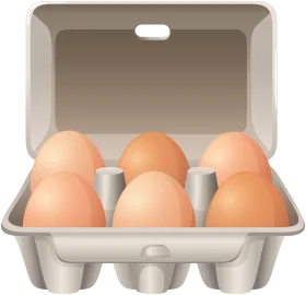 Realistic Egg Carton Clipart Showcasing Six Fresh Brown Chicken Eggs