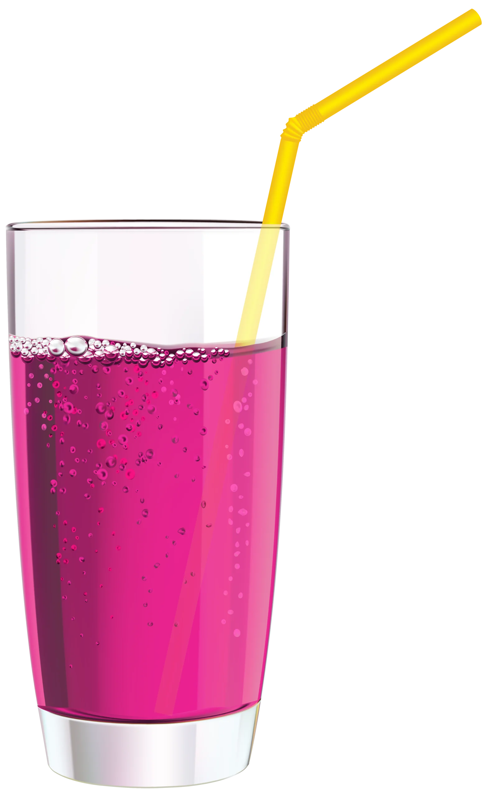 Refreshing Pink Smoothie Clipart with Curvy Yellow Straw in Glass