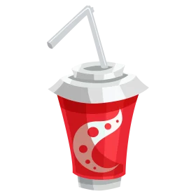 Refreshing Red Soda Drink Clipart with Stylized Straw and Graphic Design