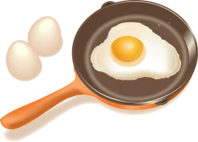 Rustic Kitchen Scene with Sunny-Side Up Egg Clipart Illustration
