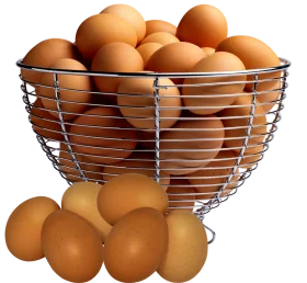 Rustic Wire Mesh Basket Overflowing with Fresh Brown Chicken Eggs Clipart
