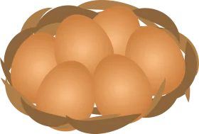 Rustic Woven Basket Filled with Warm Golden Brown Eggs Clipart Illustration