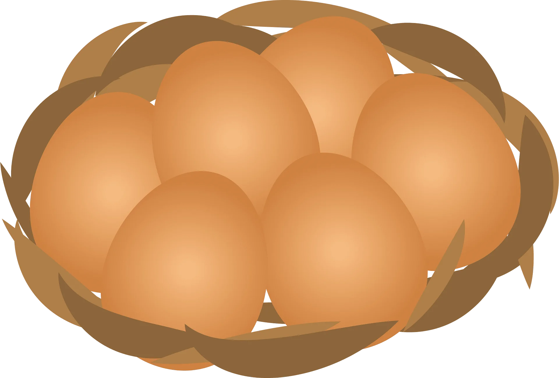 Rustic Woven Basket Filled with Warm Golden Brown Eggs Clipart Illustration