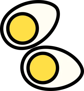 Simple Minimalist Hard-Boiled Egg Halves Culinary Clipart Illustration
