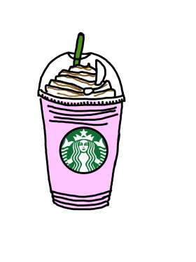 Starbucks Pink Frappuccino Clipart - Sweet Frozen Coffee Illustration Design