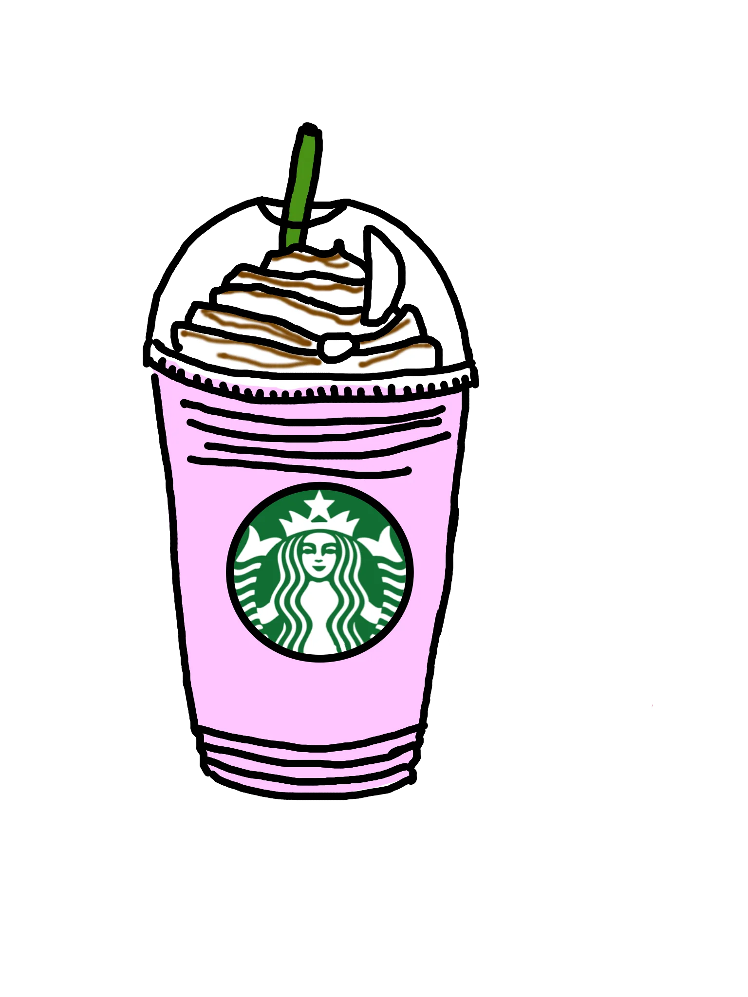 Starbucks Pink Frappuccino Clipart - Sweet Frozen Coffee Illustration Design