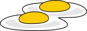 Sunny-Side Up Eggs Clipart Illustration with Smooth White Plate Backdrop