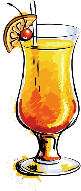 Tropical Sunset Cocktail Clipart: Refreshing Summer Beverage Illustration