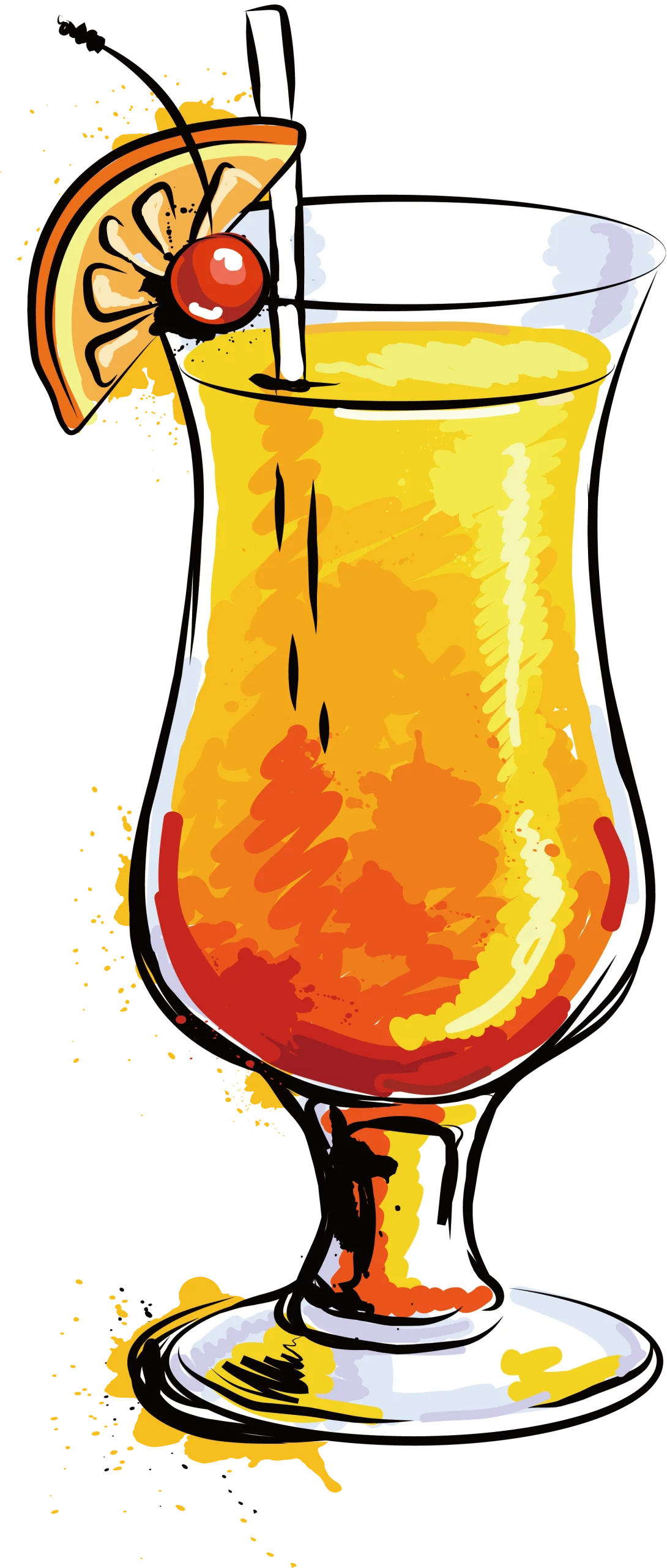 Tropical Sunset Cocktail Clipart: Refreshing Summer Beverage Illustration