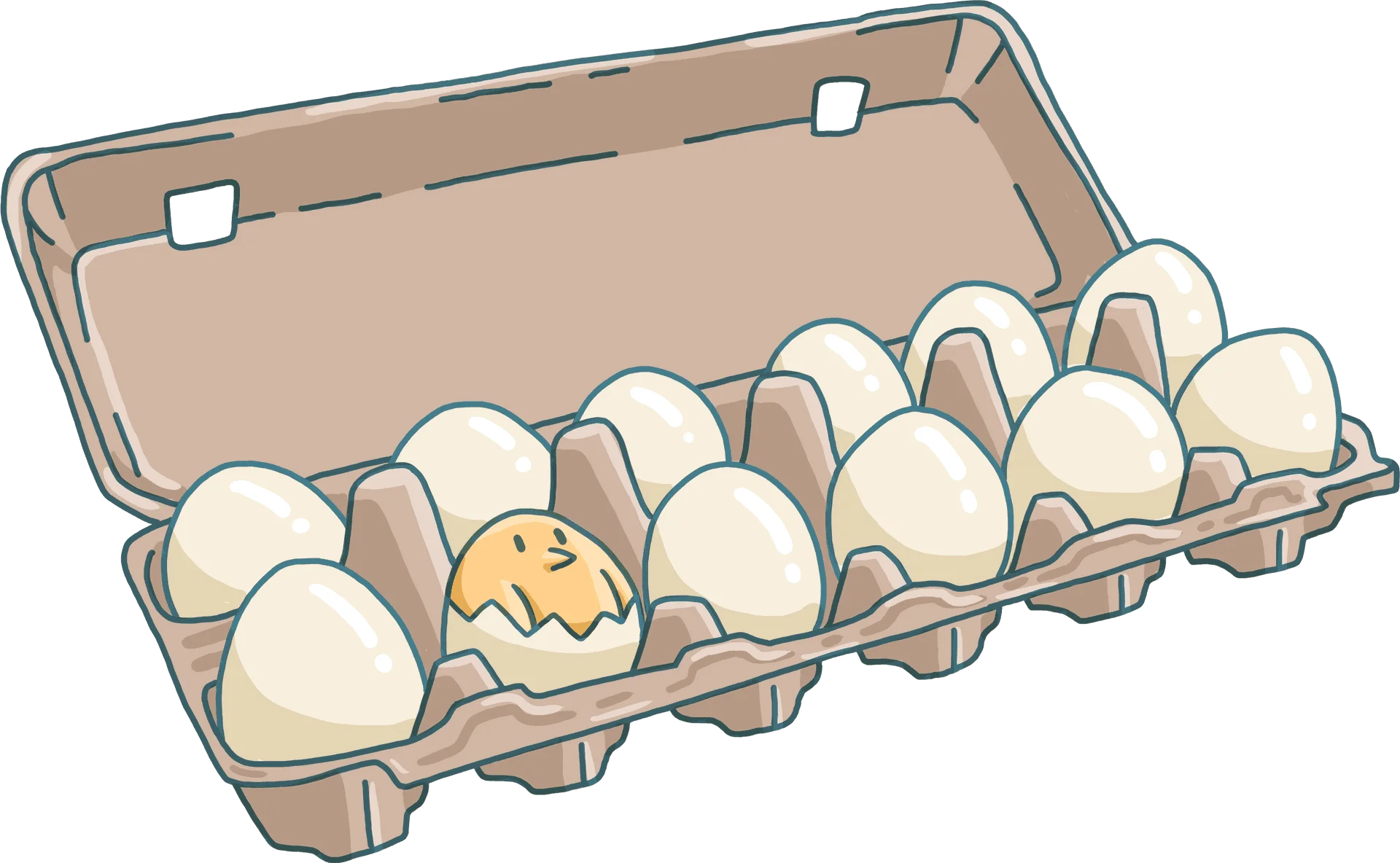 Vintage Cardboard Egg Carton with Eggs Clipart Illustration