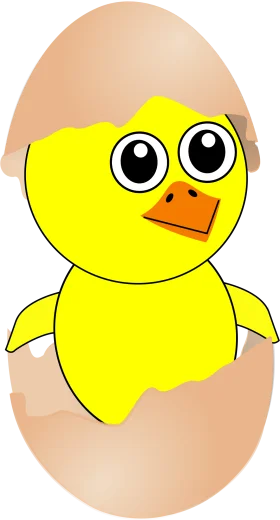 Adorable Newborn Chick Emerging from Egg Shell - Cute Yellow Clipart Illustration