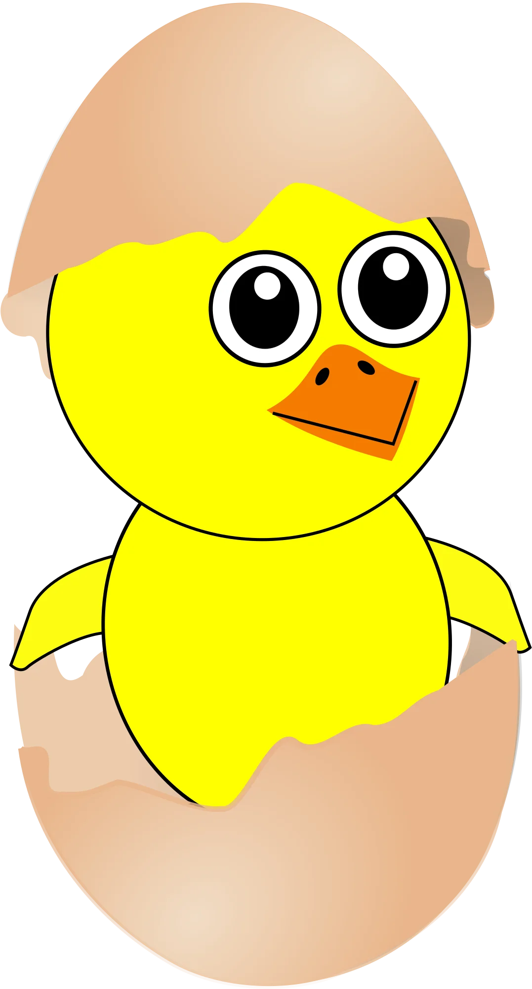 Adorable Newborn Chick Emerging from Egg Shell - Cute Yellow Clipart Illustration