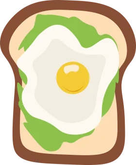 Breakfast Delight Avocado Toast Clipart: Sunny-Side Up Egg on Crispy Bread