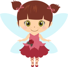 Charming Fairy Clipart: Whimsical Little Girl with Butterfly Wings and Pink Dress