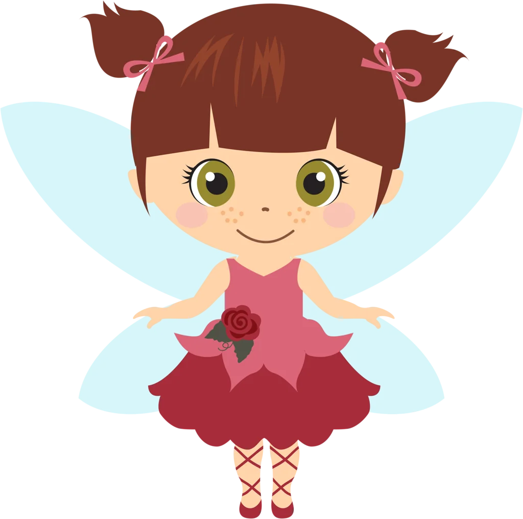 Charming Fairy Clipart: Whimsical Little Girl with Butterfly Wings and Pink Dress