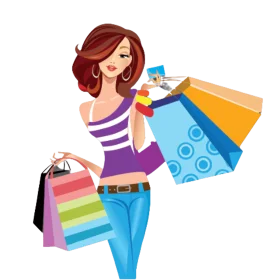Cheerful Fashion Shopper with Colorful Bags Stylish Shopping Clipart Illustration