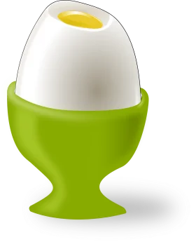 Cheerful Green Egg Cup Holding Boiled Egg Clipart Illustration