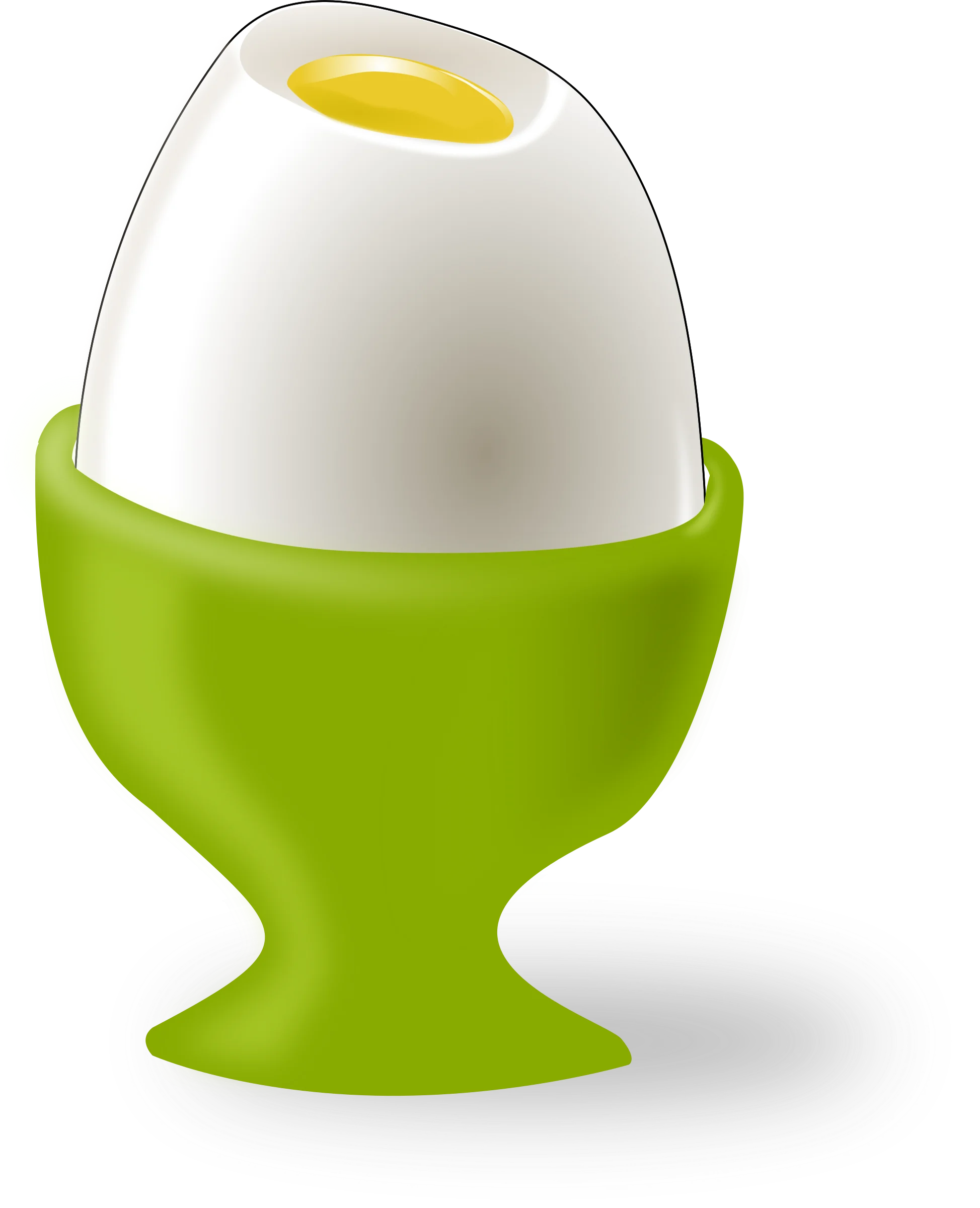 Cheerful Green Egg Cup Holding Boiled Egg Clipart Illustration