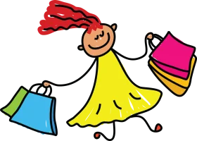 Cheerful Young Shopper with Colorful Bags Cartoon Clipart Design