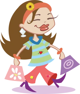 Cheerful Young Shopper with Stylish Bags Cartoon Clipart Design