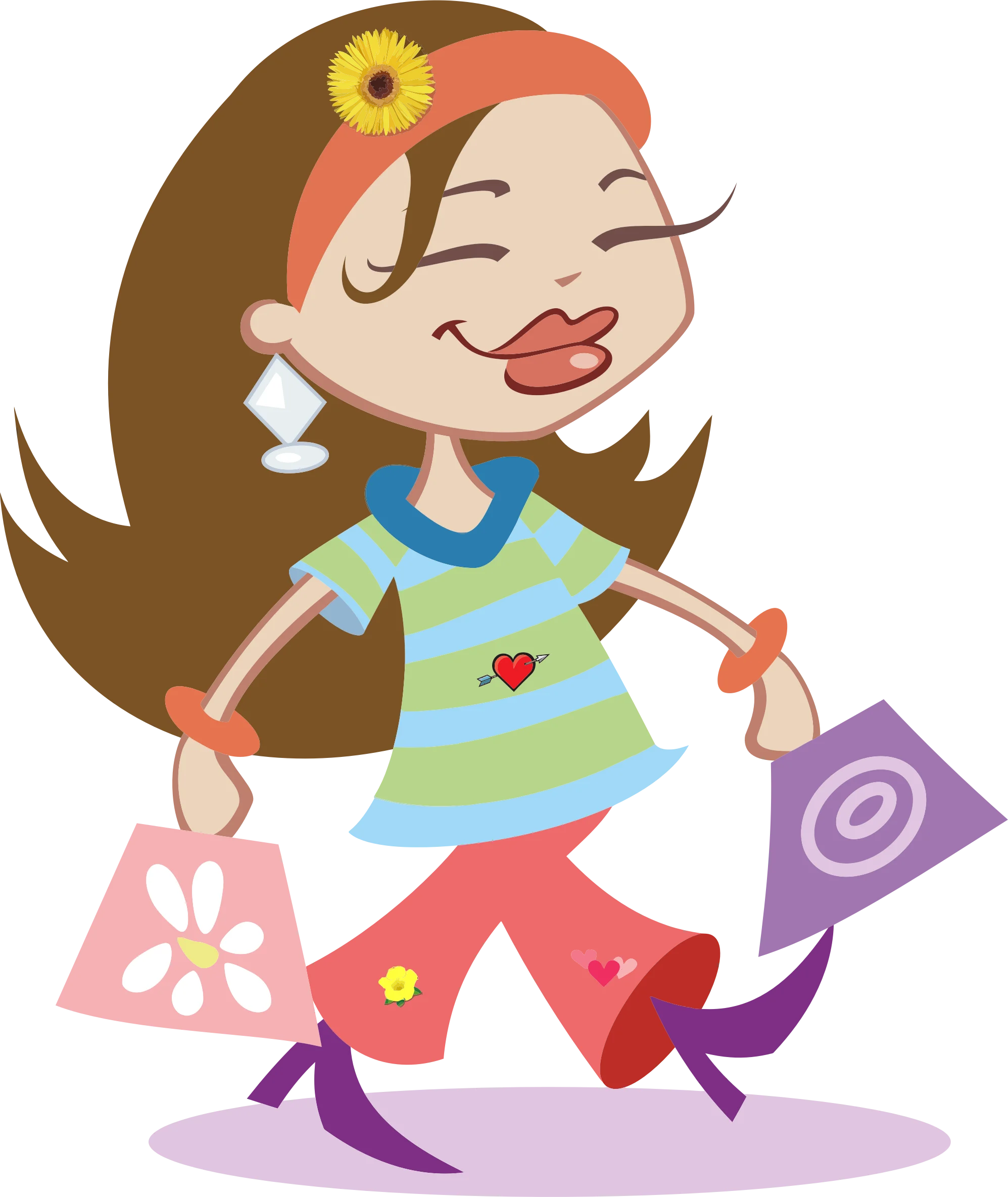 Cheerful Young Shopper with Stylish Bags Cartoon Clipart Design