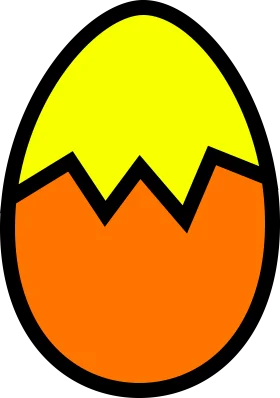 Cracked Easter Egg Clipart with Bold Yellow and Orange Color Scheme