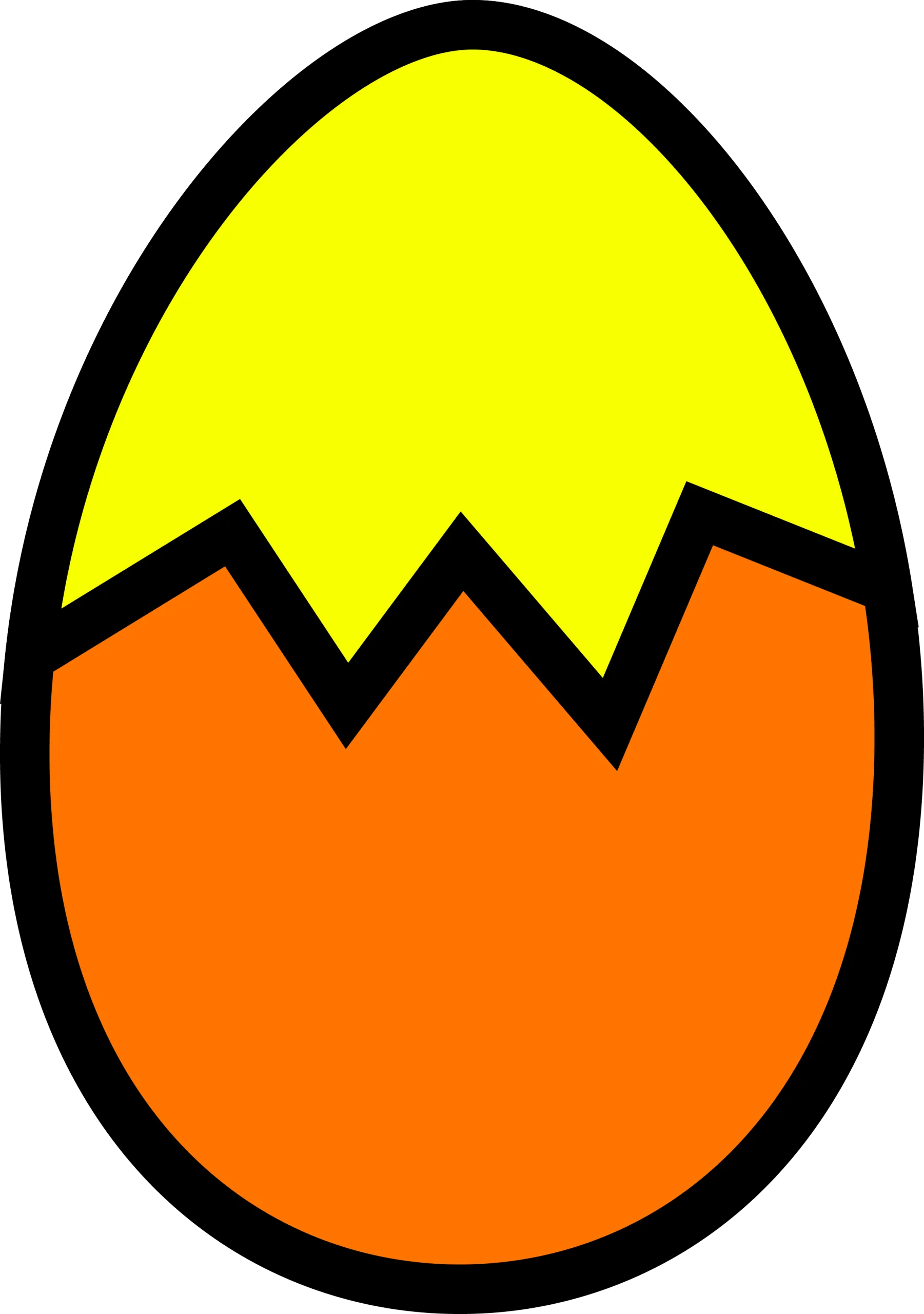 Cracked Easter Egg Clipart with Bold Yellow and Orange Color Scheme