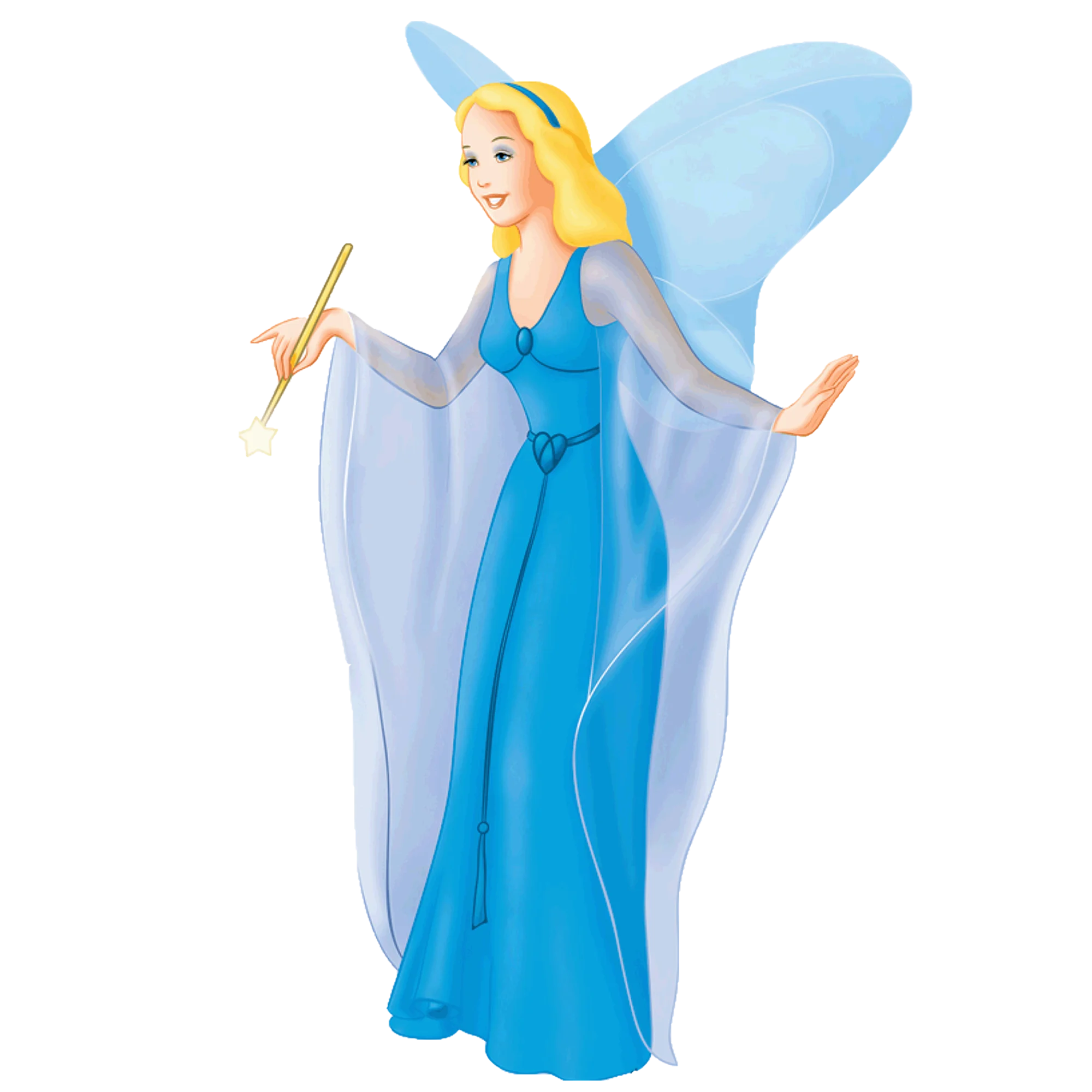 Elegant Blue Fairy Clipart: Mythical Enchantress with Delicate Translucent Wings