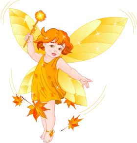 Enchanting Autumn Fairy Clipart: Golden Leaf Wings and Magical Radiance