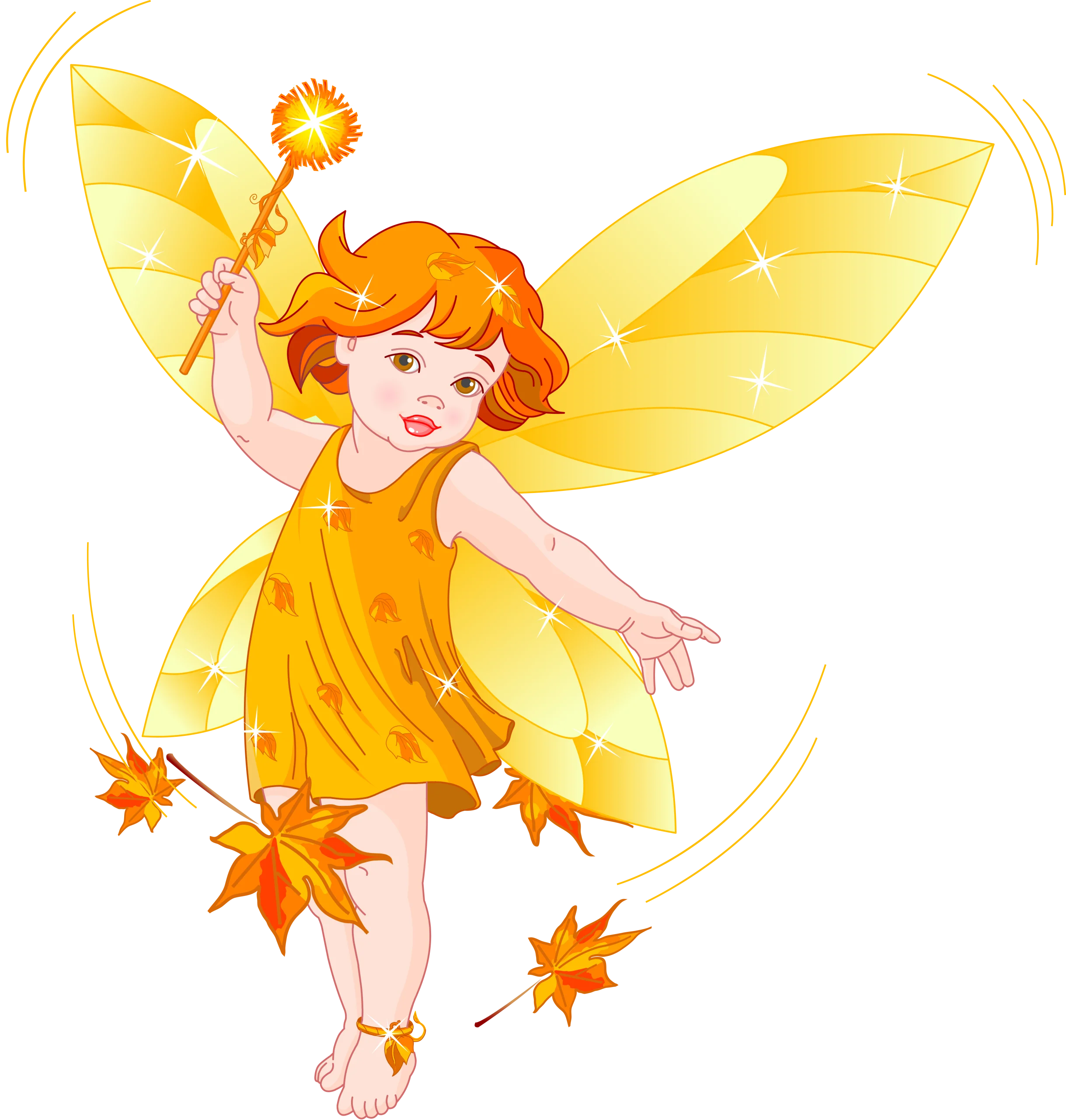 Enchanting Autumn Fairy Clipart: Golden Leaf Wings and Magical Radiance