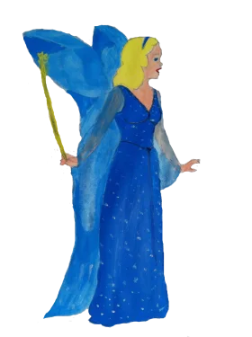 Enchanting Blue Fairy with Flowing Wings Magical Clipart Illustration