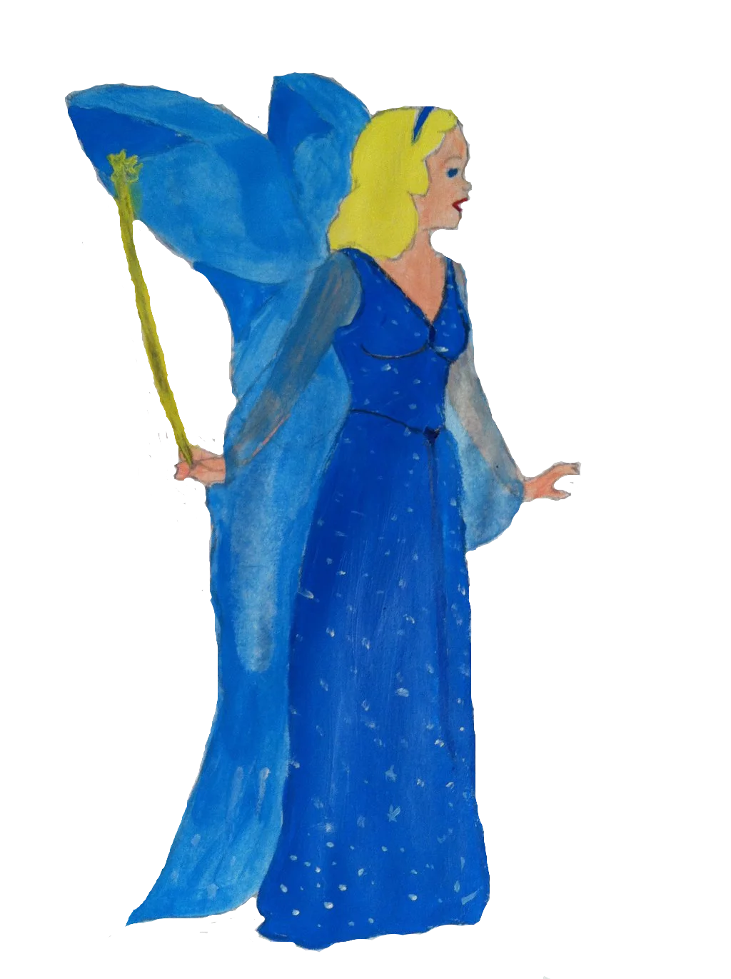 Enchanting Blue Fairy with Flowing Wings Magical Clipart Illustration
