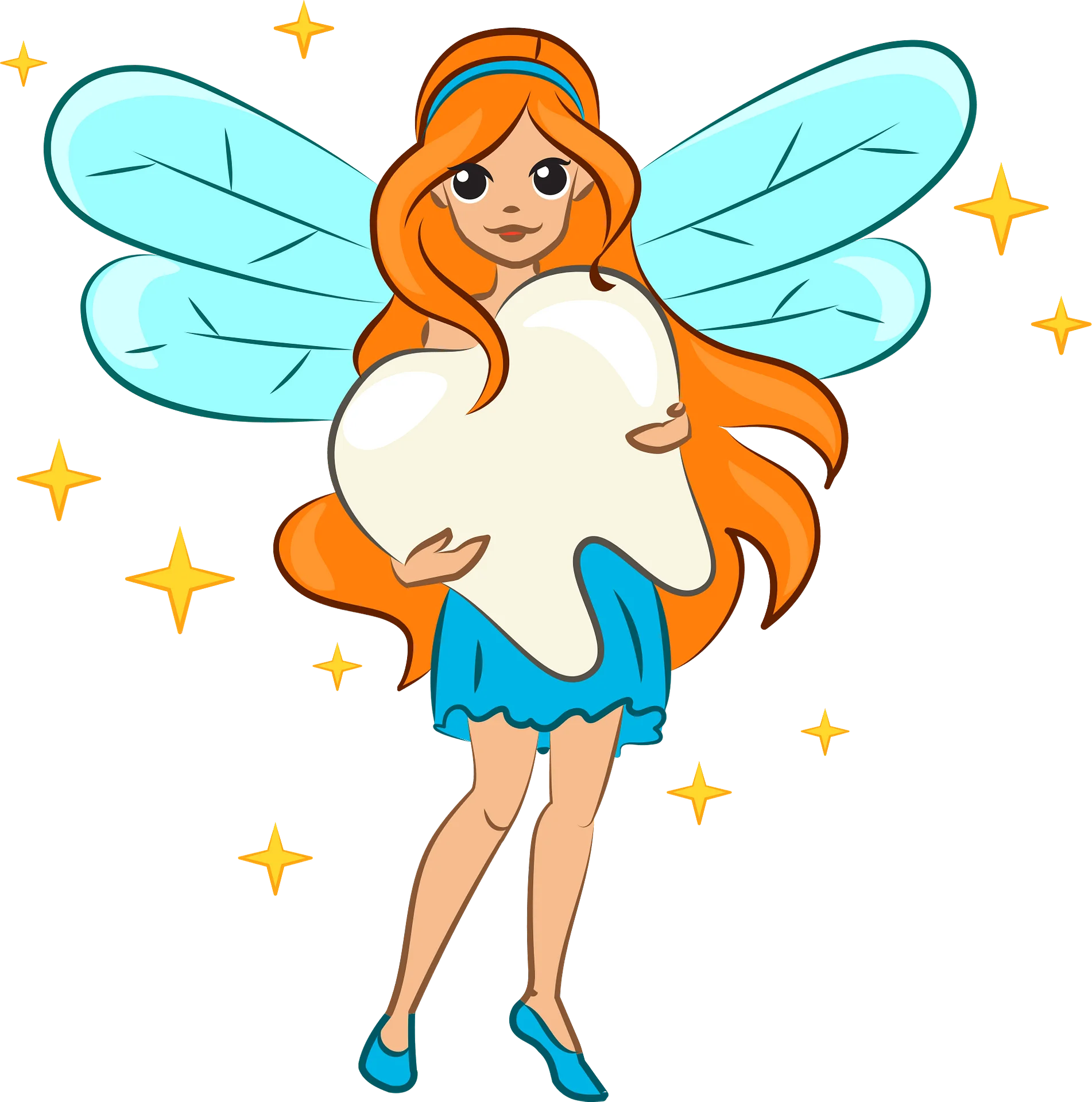 Enchanting Fairy Clipart with Ethereal Blue Wings and Magical Starry Background