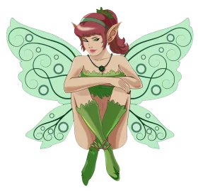Enchanting Green Woodland Fairy Clipart with Delicate Translucent Wings