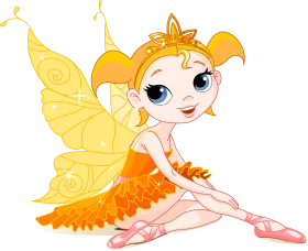 Enchanting Orange and Yellow Fairy Clipart with Delicate Ballet Pose