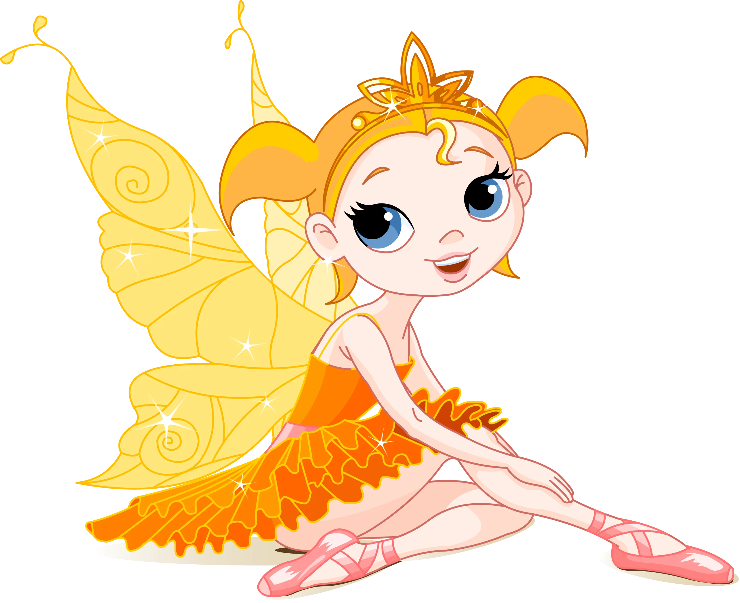 Enchanting Orange and Yellow Fairy Clipart with Delicate Ballet Pose