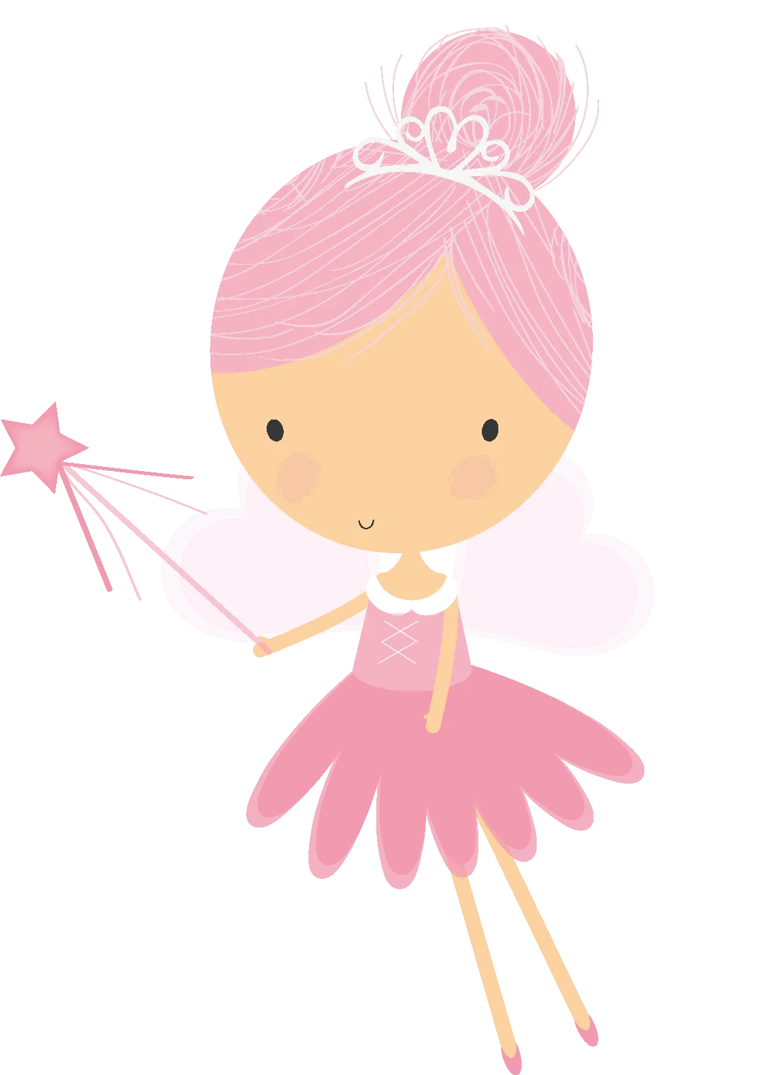 Enchanting Pink Fairy Clipart: Magical Princess with Sparkling Wand and Tutu