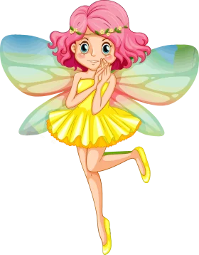Enchanting Sunshine Fairy Clipart - Whimsical Pink-Haired Magical Sprite