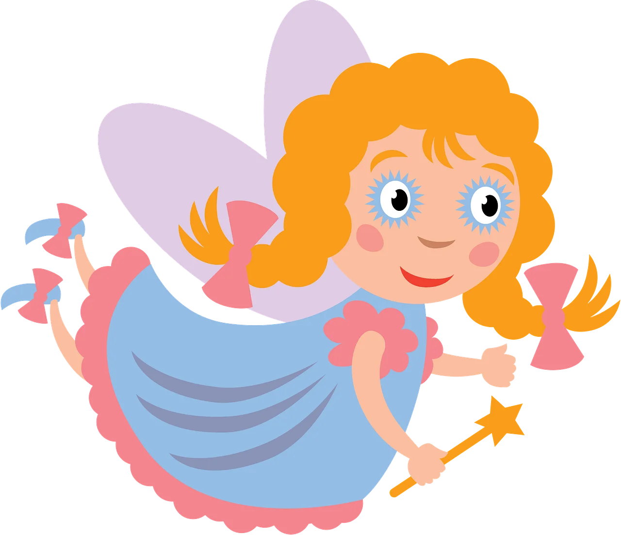 Enchanting Whimsical Fairy Clipart with Magical Wand and Pastel Wings