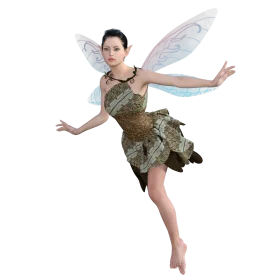 Enchanting Woodland Fairy Clipart with Translucent Wings and Ethereal Pose