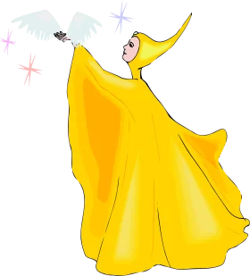 Enchanting Yellow Fairy Clipart - Magical Whimsical Illustration with Sparkling Stars