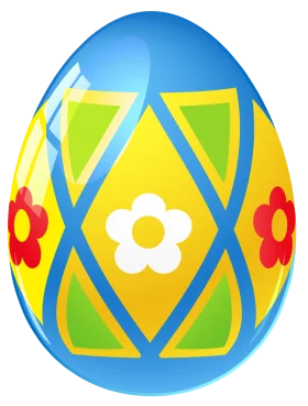 Festive Easter Egg Clipart with Geometric Pattern and Flower Motifs