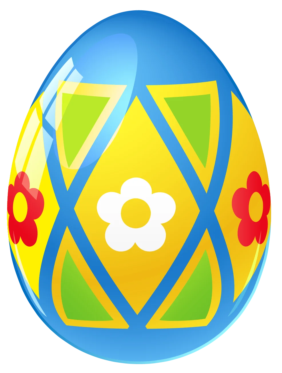 Festive Easter Egg Clipart with Geometric Pattern and Flower Motifs