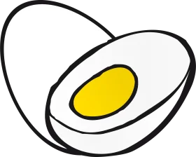 Minimalist Black and White Hard-Boiled Egg Clipart Design with Bold Yellow Yolk